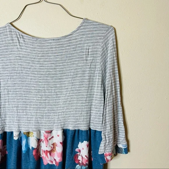 Floral and Striped Knit Babydoll Top - Picture 6 of 6